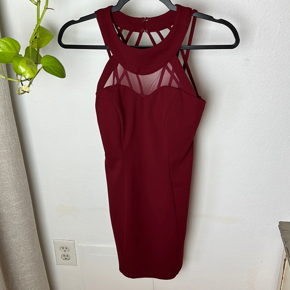 SPEECHLESS Red straps halter dress with built in bra size 5